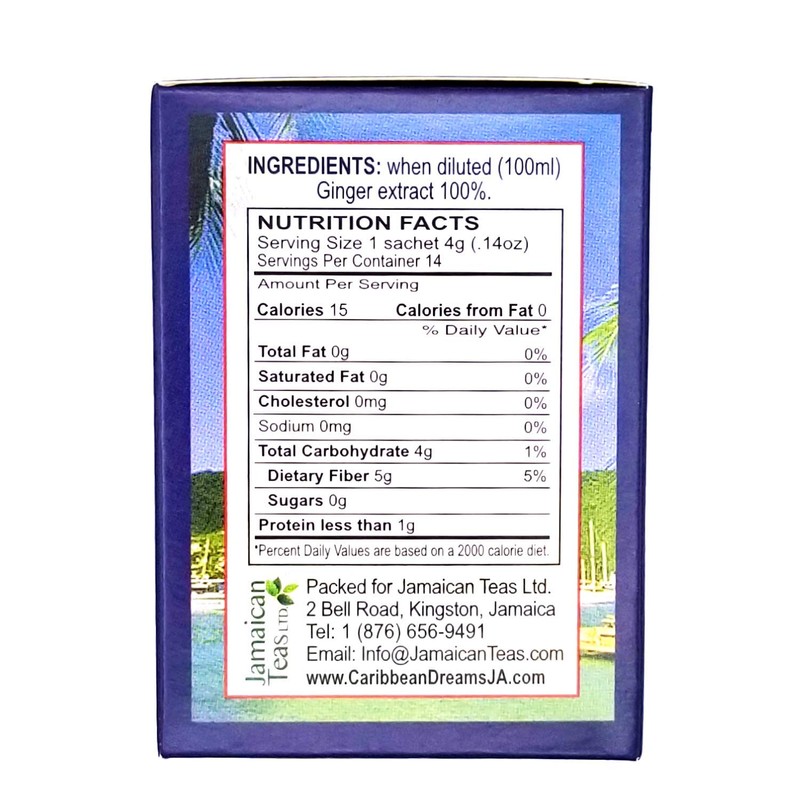 Caribbean Dreams Instant Ginger Tea Un-Sweetened 14 Sachets 56gr (1.98oz)