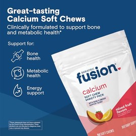 Bariatric Fusion Suplemento de Calcio Bariátrico Masticable | Citrato de Calcio 500mg con Vitamina D3 | Sin Azúcar | Paquete Variado | 90 Unidades