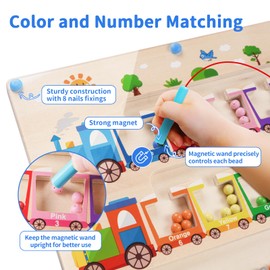 Montessori Toys for 2 Year Old, Toddler Toys for Ages 2-4, Magnetic Color and Number Maze, Wooden Magnetic Balls Board Toddler Puzzles, Learning Toys Gifts for 2 3 4 5 Years Old Kids Boys Girls