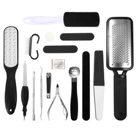 Vtrem Pedicure Kit 16 in 1 Callus Remover Set Stainless Steel Professional Foot Care Tools with Foot Files and Rasp, Foot Grinder Callus Cuticle Scrubber, Toenail Clippers for Men Women