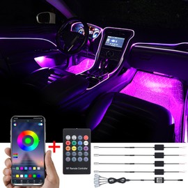 Taben atmosphere light, APP control car atmosphere light, soft DIY refit fibre optic pipe, 64 colours interior lighting, decorative light, 1W DC 12V