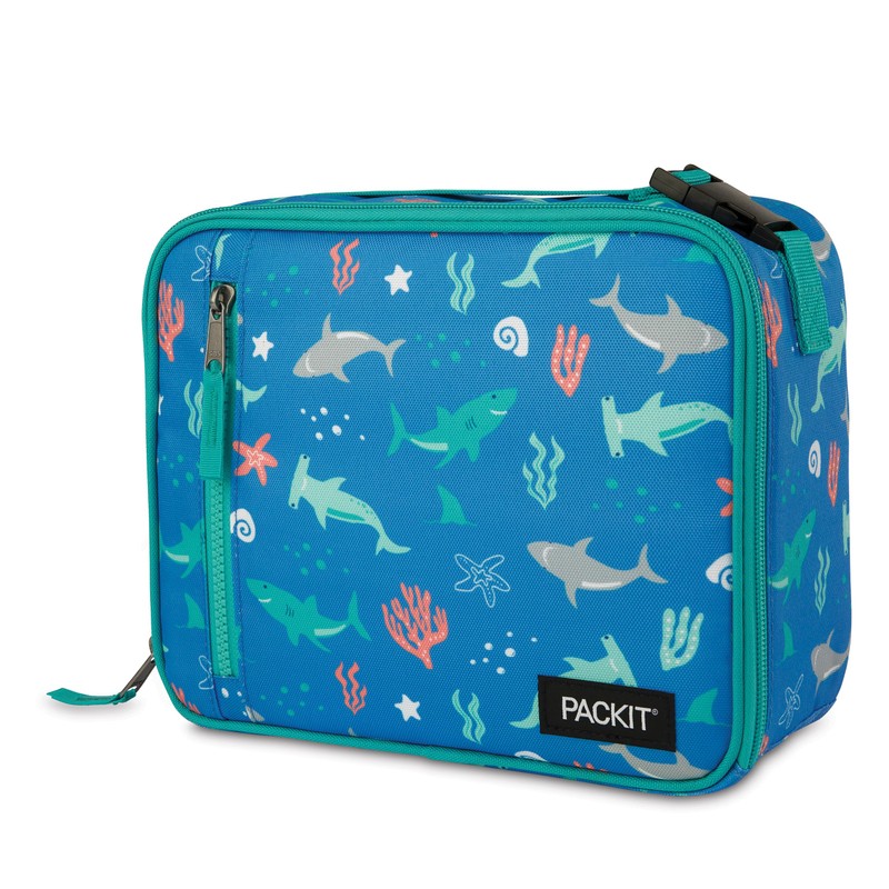 PackIt Freezable Classic Lunch Box, Sea Shark, Built with ECOFREEZE