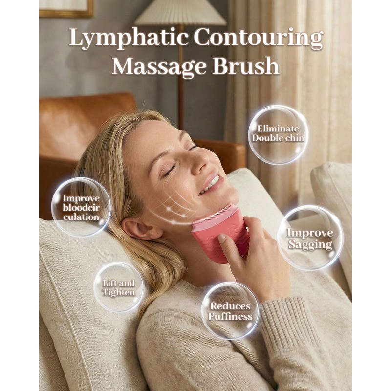 Lymphatic Contour Face Brush, Silicone Face Brush for Lymphatic Drainage