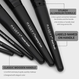 MAGEFY Brochas para Maquillaje con Estuche 22 Piezas Alta Calidad Sintético Brochas Maquillaje Sombra de Ojos en Polvo para Base de Maquillaje -Negro