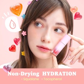 Jelly Beam Tint - Long Lasting Korean Lip Tint Stain Plumping Jelly Lip Gloss - Lightweight, Moisturizing & Buildable Lip Makeup Jelly Tint Blush with Vitamin E (Energy Pop, 0.07 oz)