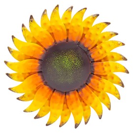 6x6 inches Sunflower Metal Flowers Wall Decor Metal Wall Art Decorations Hanging for Indoor Outdoor Home Bathroom Bedroom,Yellow