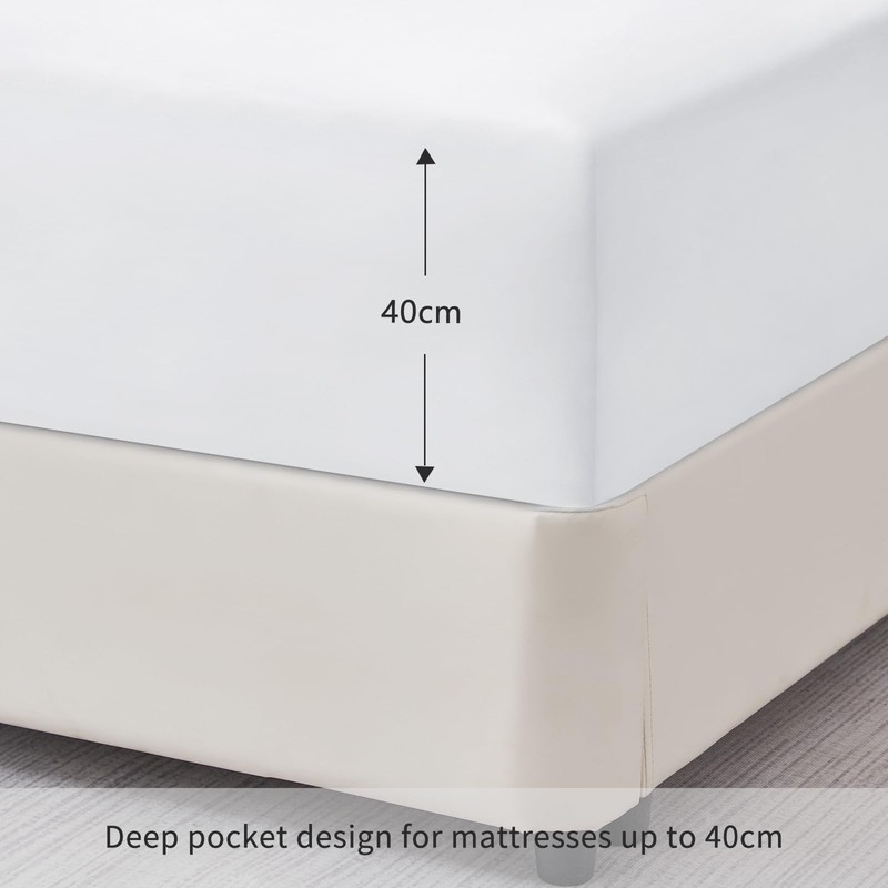 Tifschlaf King Size Fitted Sheet - White Kingsize Bed Sheet
