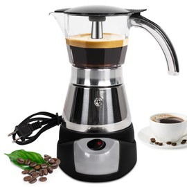 DITOSH Electric Moka Pot 6 Cup 300ml Plastic Transparent Stovetop Espresso Maker Portable Stainless Steel Mocha Pot Percolator Italian Coffee Makers Greca Machine Cafe Classic for Home Camping