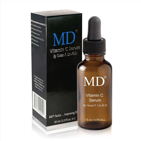 MD Factor Face Serum – Anti-Aging Face Serum with Vitamin C in L-Ascorbic Acid Form for Face & Body – Ideal for Fine Lines & Wrinkles Removal, Dark Spot Reduction & Collagen Production