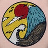 Great Wave Under Red Sun Patch Embroidered Applique Badge Iron