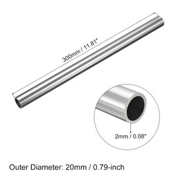 QUARKZMAN 304 Stainless Steel Pipe OD 20 mm x 2 mm Wall Thickness 300 mm Length Metal Hoses for Industrial Machinery