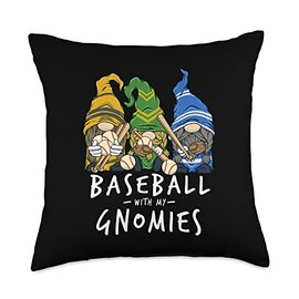 Baseball Gnome for Baseball Player Gnomes Baseball with My Gnomies Men Boys Throw Pillow, 18x18, Multicolor