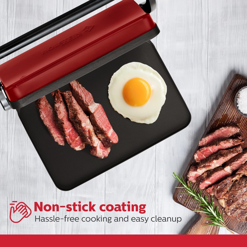 Holstein Housewares 2-Slice Electric Griddle, Non-Stick Sandwich Maker with Adjustable