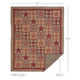 VHC Brands Dawson Star 3 Piece Quilt Set (1 Twin Quilt, 2 Standard Shams)