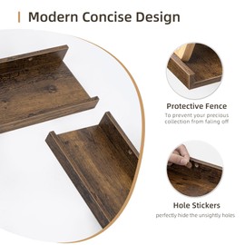 Acovy Picture Ledge Shelf, Wood Long Floating Shelves for Wall, Set of 2, 56 inch Picture Ledge Shelves, Photo Ledge Nursery Book Shelves Wall Mounted for Living Room Kids' Room Bedroom, Color Brown