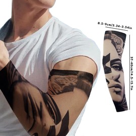 AYNKH 8 Pcs Fake Temporary Tattoos Sleeve for Men Cool Art Arm Fake Tattoos Sleeves Cover Unisex Elastic Sun Block Sleeves for Men Women
