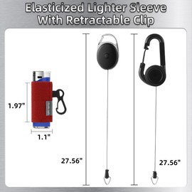 Likesing Retractable Lighter Leashes, Bi'c Lighter Holder Key Chain for Backpack, Pink Lighters Leash for Basic Lighter, Keychain Sleeve Gift for Men Women(Black, Blue, Red-4pcs)