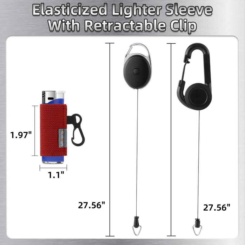 Likesing Retractable Lighter Leashes, Bi'c Lighter Holder Key Chain for