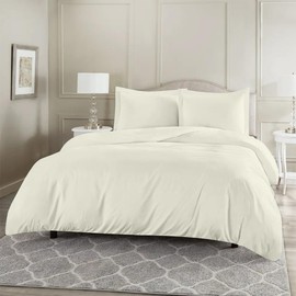 Rohi Easy Care plain Single Duvet Cover set – Soft & Breathable Cream Bedding Set – Button Closure – Anti Allergy Quilt Cover Set with Pillowcases (Single, Cream)