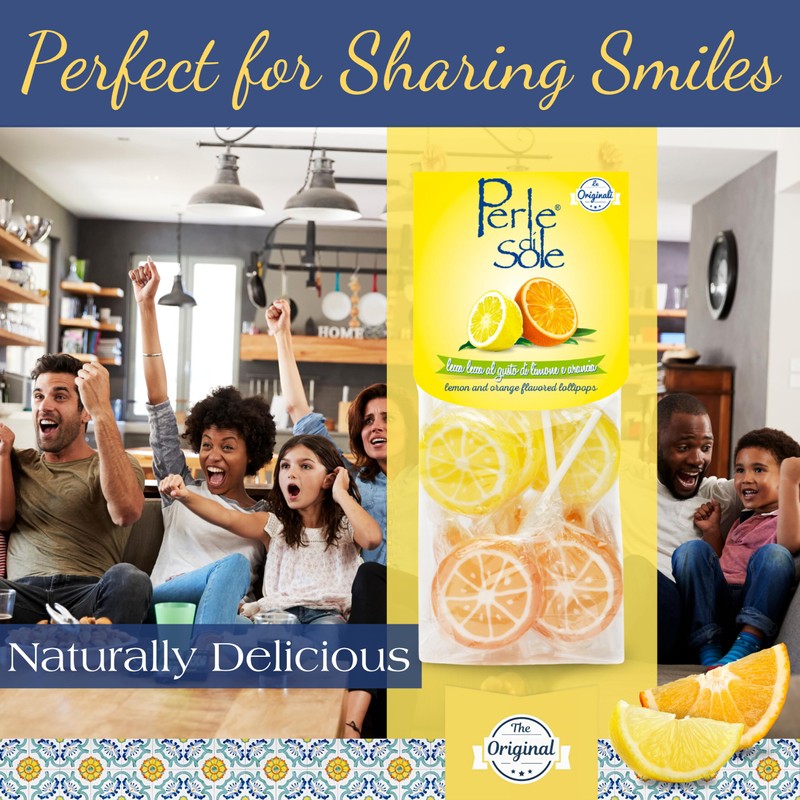 Perle di Sole Assorted Lemon and Orange Lollipops Individually Wrapped