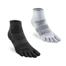 Viiotu 2 Pairs Middle Toe Socks For Women Men,Coolmax Five Finger Running Socks,High Performance Athletic Toe Socks No Show (AU, Numeric, 10, 12, Regular, Regular, Black+Grey)