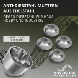 Stainless Steel Anti-Theft Nuts M6 M8 M10 M12 V2A Anti-Theft Security Nut V2A Nut Lock Anti-Theft Device 4-Hole (4 Nuts 1 Nut, M8)