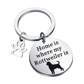Rottweiler Gift Home Is Where My Rottweiler Is Keychain Rottweiler Dog Jewelry (Where My Rottweiler- K CA)