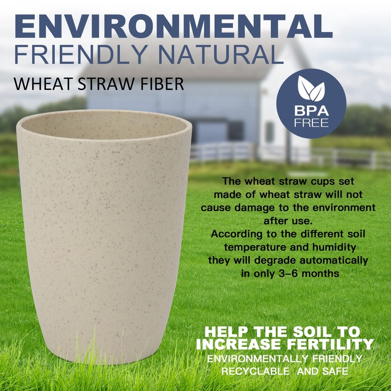 Wrova Wheat Straw Cups 6 PCS Good Alternative to Plastic