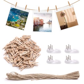 guangyuan Mini Pegs Wooden Pegs 100Pcs Photo Pegs 2.5cm Laundry Clips Mini Clothes Pegs Small Photo Pegs Tiny Pegs for Craft,Pegs and String to Hang Photos