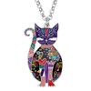 BONSNY Enamel Alloy Floral Kitten Cat Necklace Chain Pendant Fashion