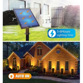 APONUO Metal Outdoor Solar Landscape Lights, Waterproof Spotlight 6-in-1 for Yard Landscape Lighting, Auto On/Off for Pathway, Driveway, Patio (Warm White)
