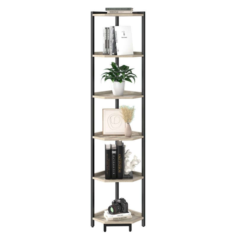 Hzuaneri Corner Shelf Stand, Corner Bookshelf, Storage Standing Shelf Unit