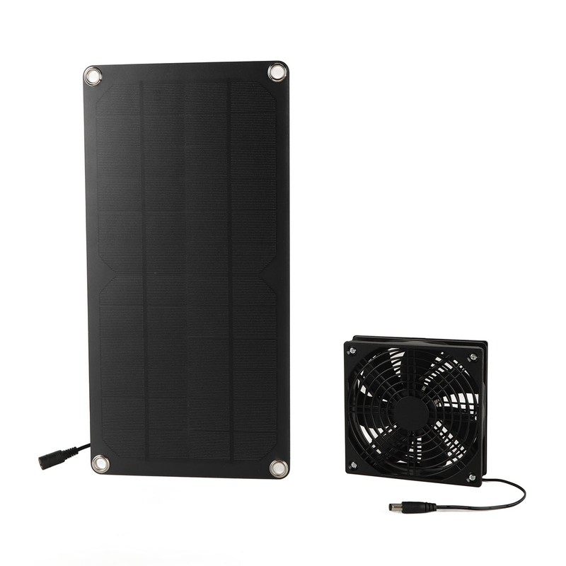 Solar Panel Fan Kit 20W Powered Mini Portable for Greenhouse