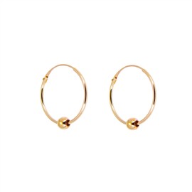 jewellerybox 9ct Yellow Gold Hoop Earrings with 3mm Bead