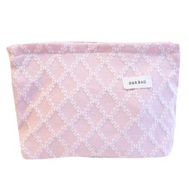 Leisofter Makeup Bag, Large Capacity Cosmetic Bag Floral Makeup Bag, Travel Bag Makeup Purse Toiletry Storage Bag for Women, Diamond Lattice-Pink