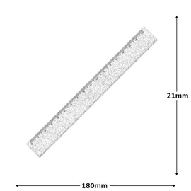 Camio Japan Love Glow 229939 Glitter Slim Ruler, 6.7 inches (17 cm), Silver