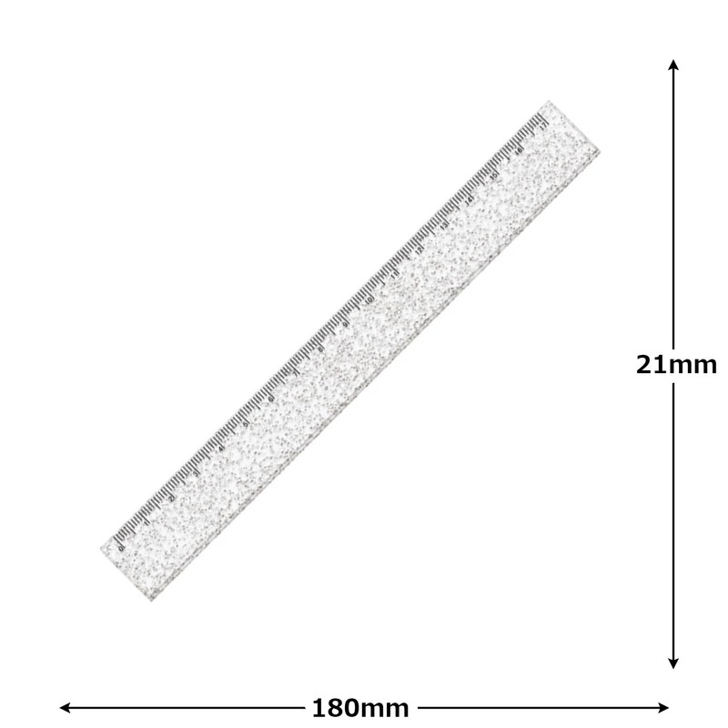Camio Japan Love Glow 229939 Glitter Slim Ruler, 6.7 inches