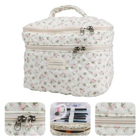 NOYINMIN - Linda bolsa de maquillaje para mujer (3 unidades), acolchado floral coqueta estética, bolsas de cosméticos de viaje, bolsa organizadora de artículos de cambiador, 11 - Rosa Rosa