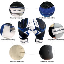Lixada Goalkeeper Gloves Soccer Training for Children and Adults Gloves Size 7/8/9 Blue/Green/Red Soccer Gloves