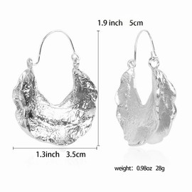 Fulani Hammered Gold Chunky Twisted African Enamel Large Hoop Earrings for Women Girls, Metal