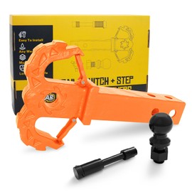 A-BOAR Hitch Step for 2" Receivers,Trailer Hitch with 2-Inch Ball Hitch and Trailer Hitch Pin, Drop Forged Steel Truck Hitch Step, 14 Ton (30000 Lbs) Maximum Break Strength Tow Hitch Receiver, Orange