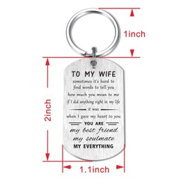 ENGZHI Wife Keychains, Love Wife Gifts for Birthday Mothers Day Valentines Christmas, Metal Engraved