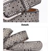 Jalach Women's Rivet Belt with Star Hole, Wide Leather Belt,