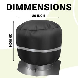 Turbine Vent Cover Outdoor Roof Ventilator Cover Heavy Duty Waterproof Turbine Ventilator Protector Cover Black 20D x 20H (4 Packs)