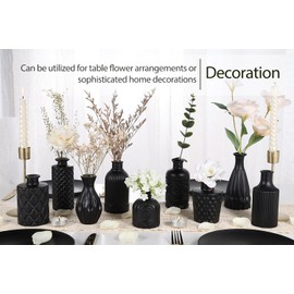 TBWIND 12pcs Glass Bud Vases Set, Small Vases for Flowers, Black Bud Vase for Centerpieces in Bulk, Mini Vintage Vase for Rustic Wedding Decorations, Office and Home Table Flower Décor-Green