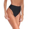 RELLECIGA Women's Black High Waisted High Cut Thong Bikini Bottom