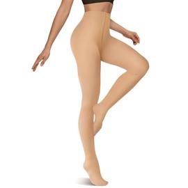 Vertvie Fleece Lined Tights for Women Thermal Pantyhose Fake Translucent Winter Warm Tights High Waisted Thick Leggings (80g-No Fleece,Nude,Small-Medium)