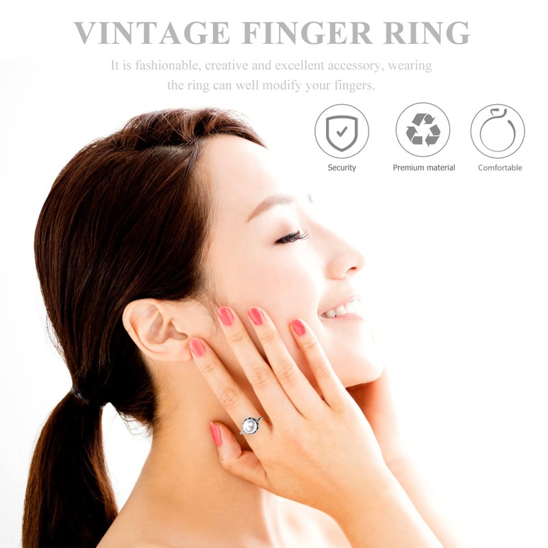 Healeved Pearl Ring for Women Elegant Cocktail Ring with Unique