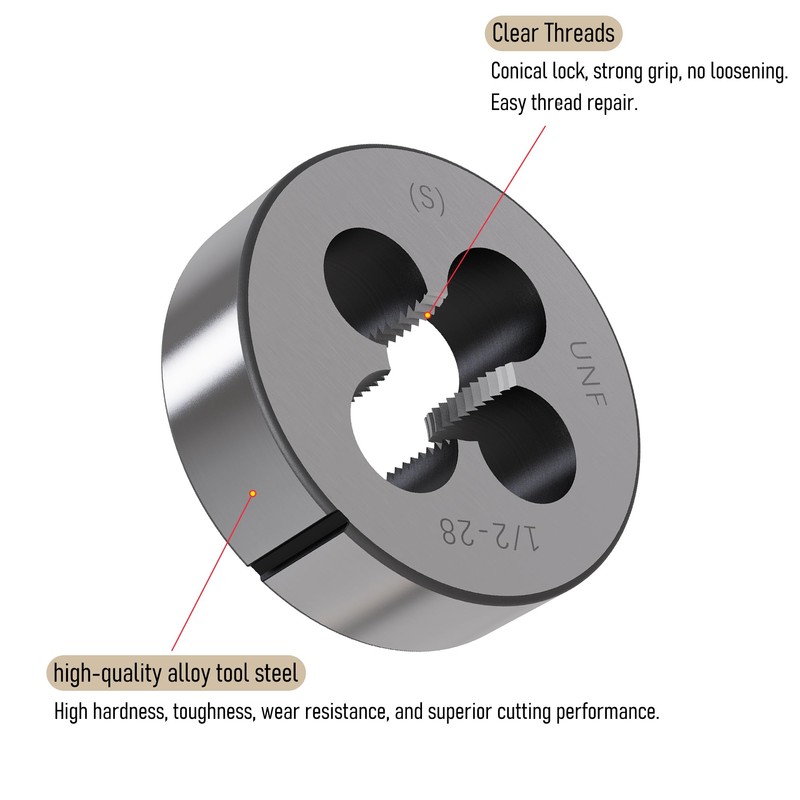 Skweawert 1/2"-28 UNEF Round Threading Die, 1/2x28 UNEF Screw Thread