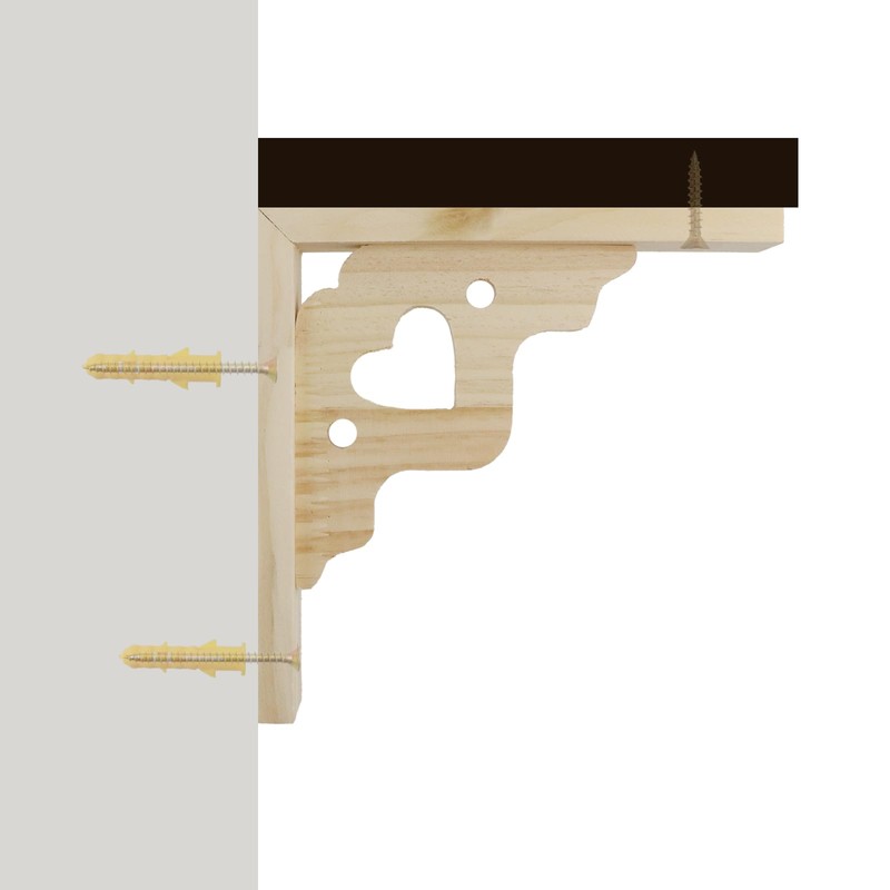 Antrader 2PCS Wooden Shelf Brackets,6" Wall Mount Natural Wood Bracket,Solid
